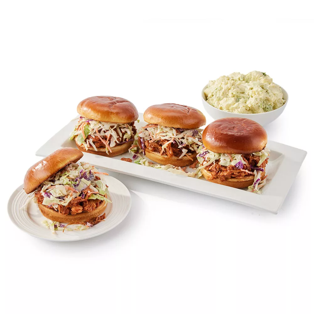 Smokehouse Pulled Pork Sandwiches with Potato Salad Smokehouse Pulled Pork Sandwiches with Potato Salad