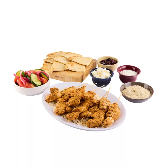 Greek Chicken Skewers with Mezze
