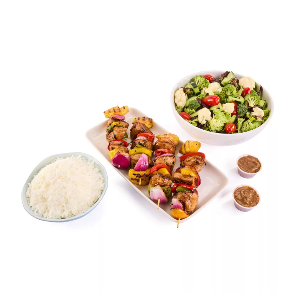 Hawaiian Chicken Skewers with Jasmine Rice