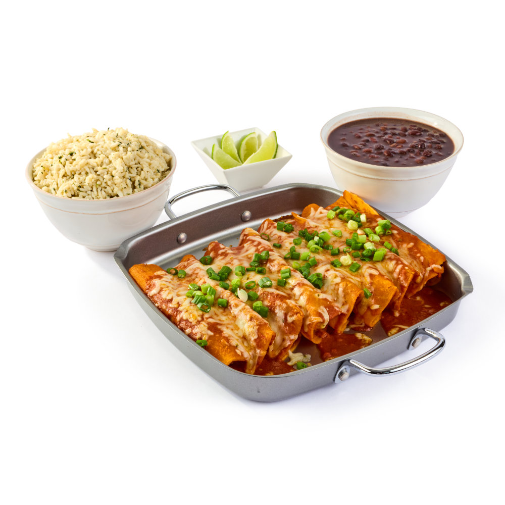 Pumpkin Turkey Enchiladas with Cilantro Lime Rice & Black Beans